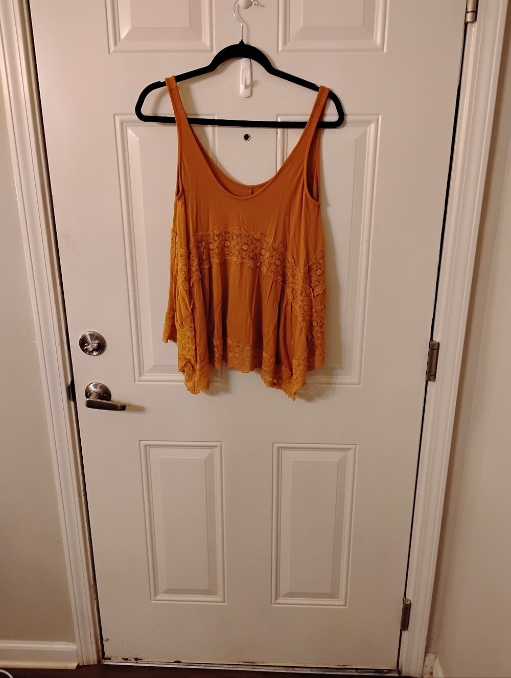 American Eagle Outfitters Mustard Lace-Trim Scoop Tank By American Eagle